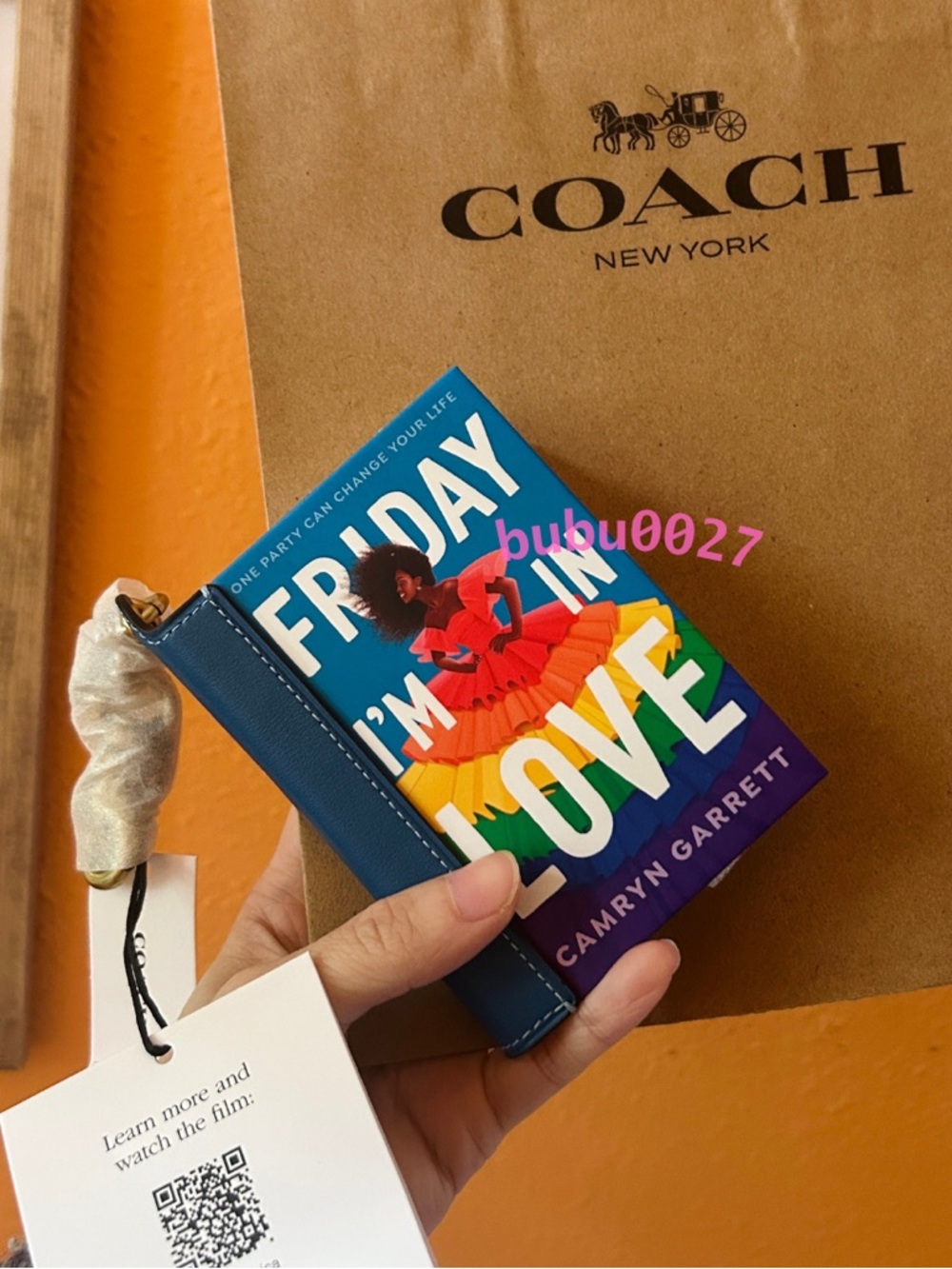 NWT🧡Coach Friday I'm In Love By Camryn Garrett Book Bag Charm CFK53 Key Chain